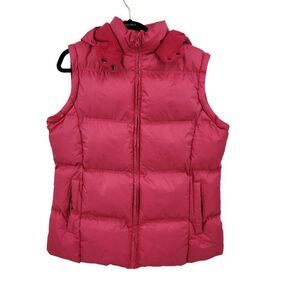 Climate Concepts Women's Hooded Puffer Vest L‎ Pink Fuchsia Quilted Pockets